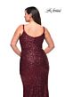 La Femme 29546 Slim Strap V-Neck Sequin Plus Size Dress