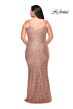 La Femme 29546 Slim Strap V-Neck Sequin Plus Size Dress