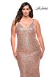 La Femme 29546 Slim Strap V-Neck Sequin Plus Size Dress