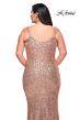 La Femme 29546 Slim Strap V-Neck Sequin Plus Size Dress