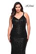 La Femme 29546 Slim Strap V-Neck Sequin Plus Size Dress
