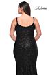 La Femme 29546 Slim Strap V-Neck Sequin Plus Size Dress
