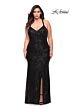 La Femme 29579 Surplice V-Neckline Crisscross Back Plus Size Dress