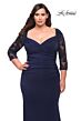 La Femme 29586 Lace Long Sleeves Shallow V-Neckline Plus Size Dress