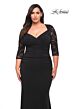La Femme 29586 Lace Long Sleeves Shallow V-Neckline Plus Size Dress