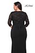 La Femme 29586 Lace Long Sleeves Shallow V-Neckline Plus Size Dress