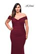 La Femme 29635 Off-The-Shoulder Ruched Crisscross Plus Size Dress
