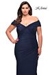 La Femme 29635 Off-The-Shoulder Ruched Crisscross Plus Size Dress