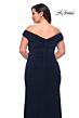 La Femme 29663 Ruched Off-The-Shoulder Mid-Rise V-Back Plus Size Dress