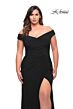 La Femme 29663 Ruched Off-The-Shoulder Mid-Rise V-Back Plus Size Dress