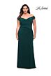 La Femme 29663 Ruched Off-The-Shoulder Mid-Rise V-Back Plus Size Dress