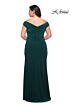 La Femme 29663 Ruched Off-The-Shoulder Mid-Rise V-Back Plus Size Dress