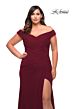 La Femme 29722 Off-The-Shoulder Ruched Surplice Plus Size Dress