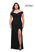 La Femme 29722 Off-The-Shoulder Ruched Surplice Plus Size Dress