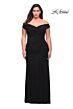 La Femme 29722 Off-The-Shoulder Ruched Surplice Plus Size Dress