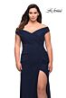 La Femme 29722 Off-The-Shoulder Ruched Surplice Plus Size Dress