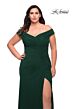 La Femme 29722 Off-The-Shoulder Ruched Surplice Plus Size Dress