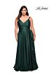 La Femme 29740 Surplice V-Neckline Ruffle Side Slit Plus Size Dress