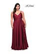 La Femme 29740 Surplice V-Neckline Ruffle Side Slit Plus Size Dress