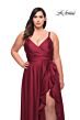 La Femme 29740 Surplice V-Neckline Ruffle Side Slit Plus Size Dress
