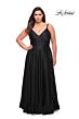 La Femme 29740 Surplice V-Neckline Ruffle Side Slit Plus Size Dress