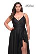 La Femme 29740 Surplice V-Neckline Ruffle Side Slit Plus Size Dress