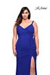La Femme 29900 Surplice V-Neckline Side Drawstring Plus Size Dress