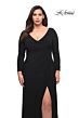 La Femme 30071 Deep V-Neckline Off-Center Slit Plus Size Dress