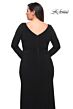 La Femme 30071 Deep V-Neckline Off-Center Slit Plus Size Dress