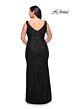 La Femme 30182 Deep V-Neckline Front-Side High Slit Plus Size Dress