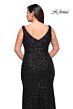 La Femme 30182 Deep V-Neckline Front-Side High Slit Plus Size Dress