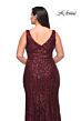 La Femme 30182 Deep V-Neckline Front-Side High Slit Plus Size Dress
