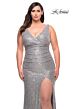La Femme 30307 Surplice V-Neckline Ruched Bodice Plus Size Dress