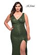 La Femme 30307 Surplice V-Neckline Ruched Bodice Plus Size Dress