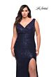 La Femme 30307 Surplice V-Neckline Ruched Bodice Plus Size Dress