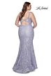 La Femme 31118 Plunging V-Neckline Crisscross Back Plus Size Dress