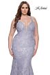 La Femme 31118 Plunging V-Neckline Crisscross Back Plus Size Dress