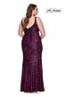 La Femme 31138 Deep V-Neckline Surplice Ruched Bodice Plus Size Dress