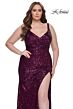 La Femme 31138 Deep V-Neckline Surplice Ruched Bodice Plus Size Dress