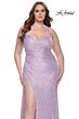 La Femme 31162 Surplice V-Neckline Crisscross Back Plus Size Dress