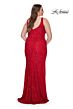 La Femme 31163 V-Neckline Figure-Hugging Silhouette Plus Size Dress