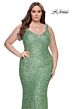 La Femme 31163 V-Neckline Figure-Hugging Silhouette Plus Size Dress