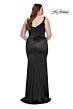 La Femme 31266 Notched Neckline Side Thigh-High Slit Plus Size Dress