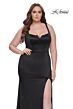 La Femme 31266 Notched Neckline Side Thigh-High Slit Plus Size Dress