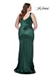La Femme 31266 Notched Neckline Side Thigh-High Slit Plus Size Dress