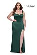 La Femme 31266 Notched Neckline Side Thigh-High Slit Plus Size Dress