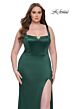 La Femme 31266 Notched Neckline Side Thigh-High Slit Plus Size Dress