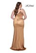 La Femme 31266 Notched Neckline Side Thigh-High Slit Plus Size Dress