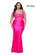 La Femme 31273 Slight Scoop Neckline Illusion Bodice Plus Size Dress