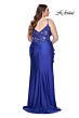 La Femme 31309 Surplice V-Neckline Lace Illusion Back Plus Size Dress